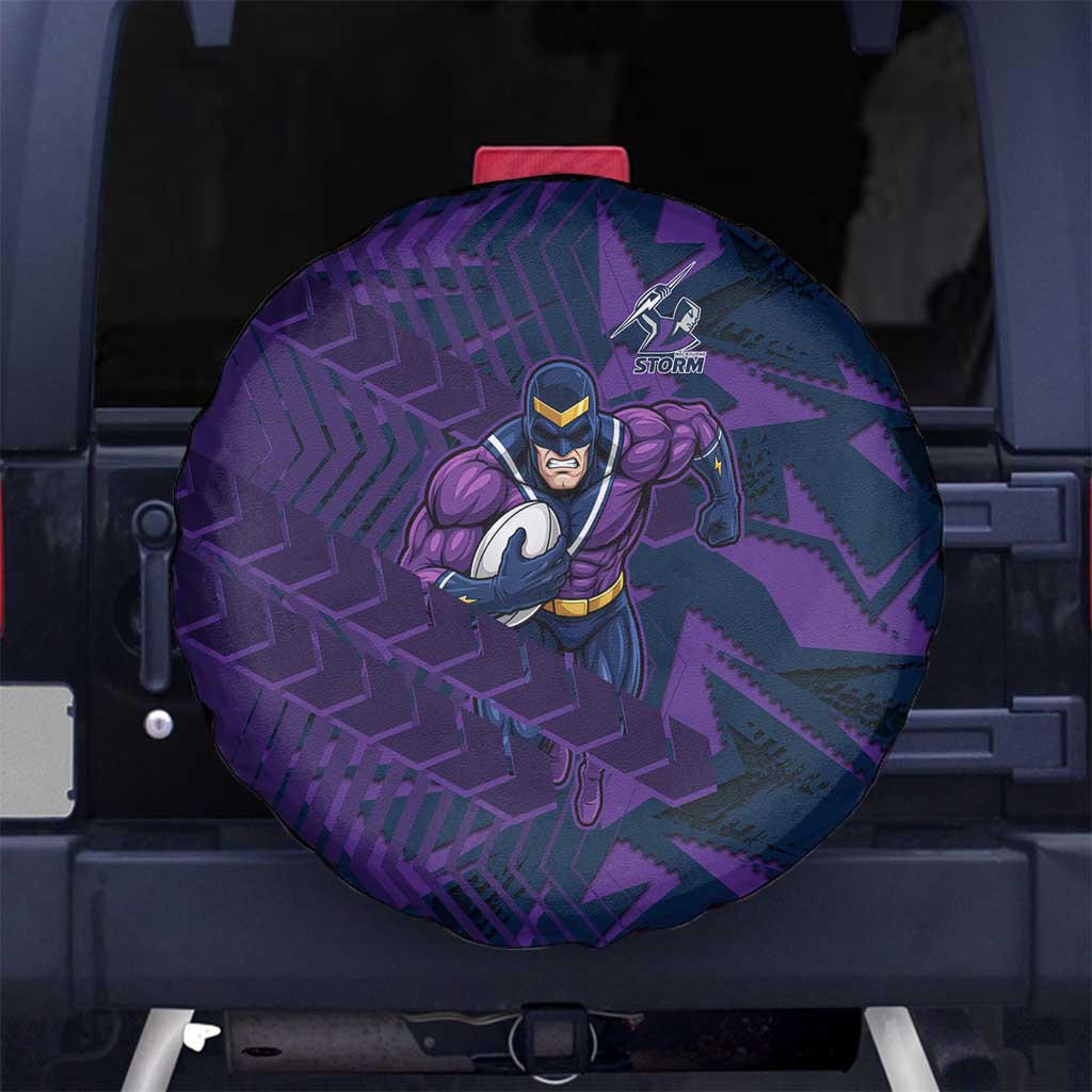 Melbourne Storm Rugby Spare Tire Cover Fierce Mascot Geometric Tribal Art