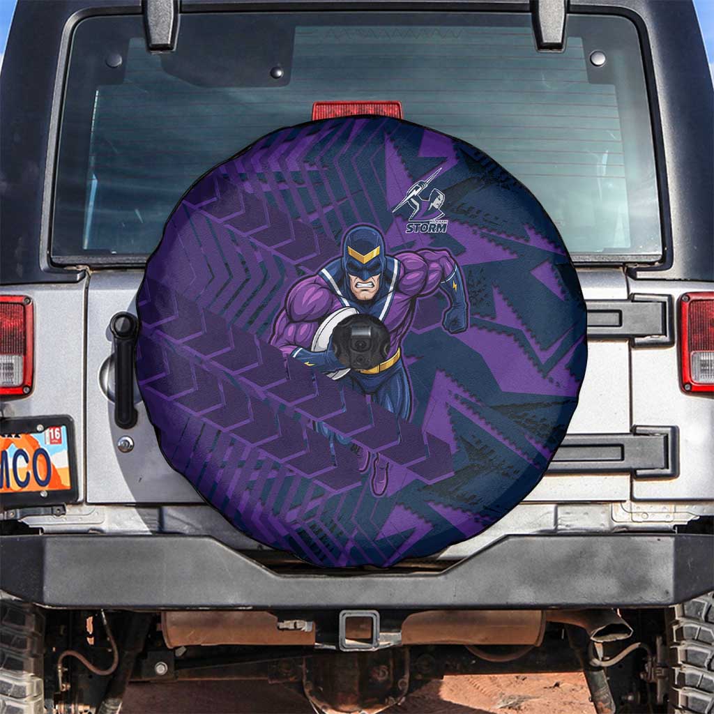 Melbourne Storm Rugby Spare Tire Cover Fierce Mascot Geometric Tribal Art
