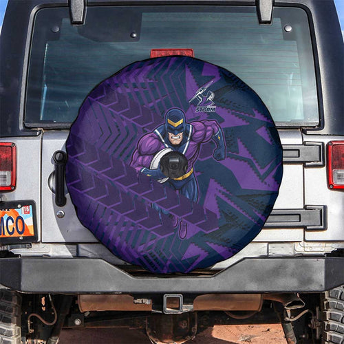Melbourne Storm Rugby Spare Tire Cover Fierce Mascot Geometric Tribal Art