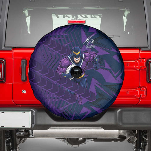 Melbourne Storm Rugby Spare Tire Cover Fierce Mascot Geometric Tribal Art