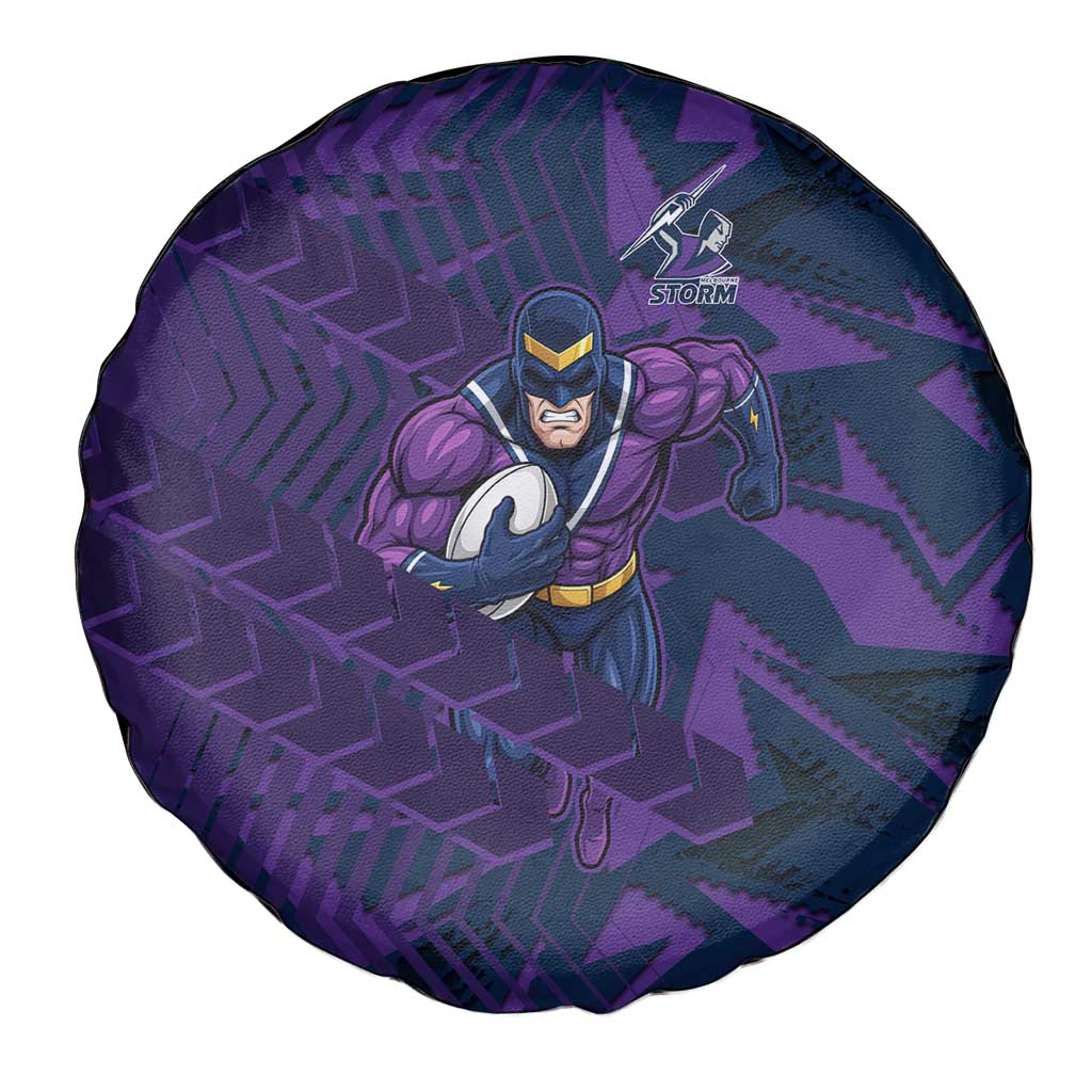 Melbourne Storm Rugby Spare Tire Cover Fierce Mascot Geometric Tribal Art