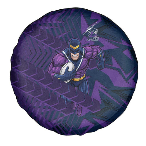 Melbourne Storm Rugby Spare Tire Cover Fierce Mascot Geometric Tribal Art