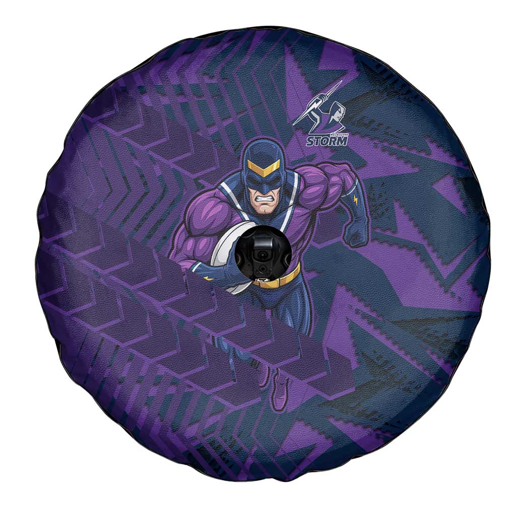 Melbourne Storm Rugby Spare Tire Cover Fierce Mascot Geometric Tribal Art