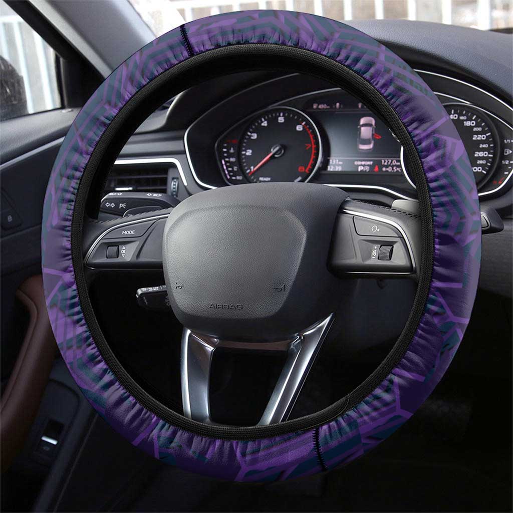 Melbourne Storm Rugby Steering Wheel Cover Fierce Mascot Geometric Tribal Art