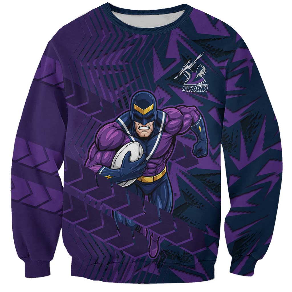 Melbourne Storm Rugby Sweatshirt Fierce Mascot Geometric Tribal Art