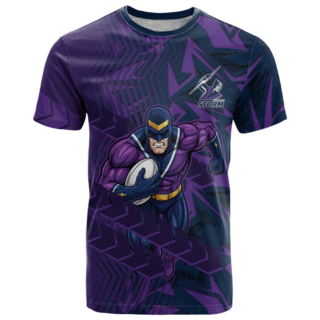 Melbourne Storm Rugby T Shirt Fierce Mascot Geometric Tribal Art