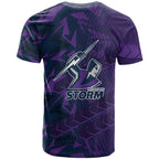 Melbourne Storm Rugby T Shirt Fierce Mascot Geometric Tribal Art