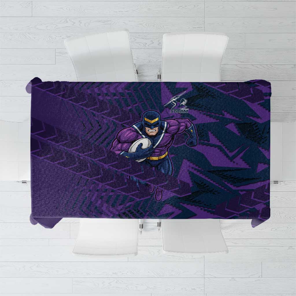 Melbourne Storm Rugby Tablecloth Fierce Mascot Geometric Tribal Art