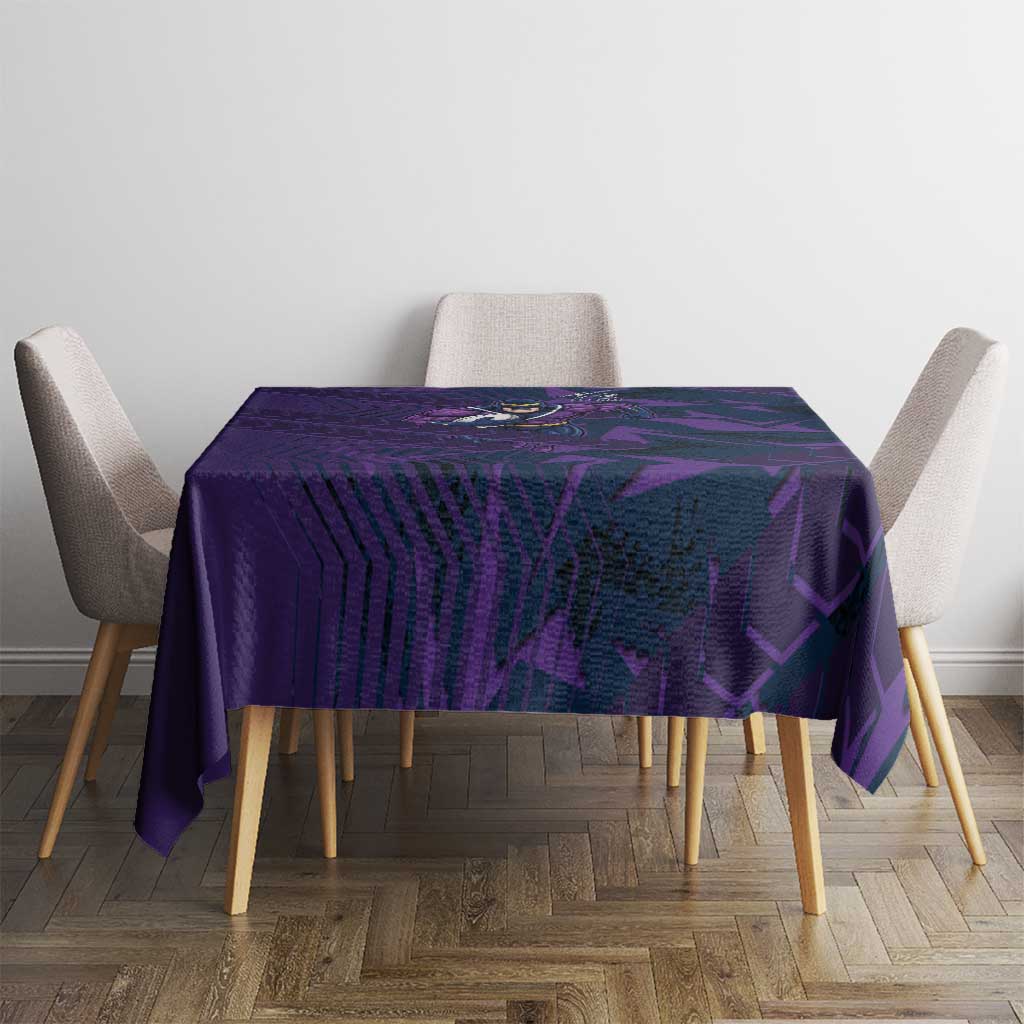 Melbourne Storm Rugby Tablecloth Fierce Mascot Geometric Tribal Art