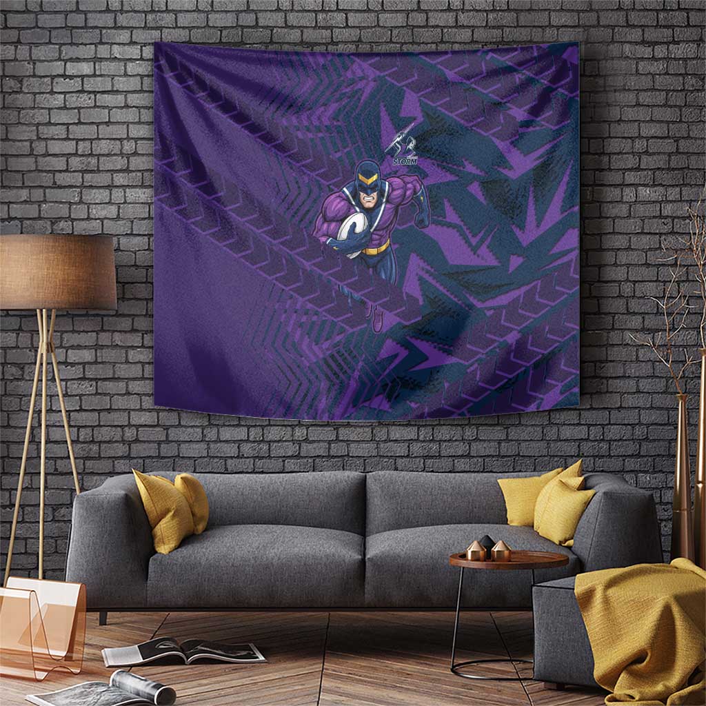 Melbourne Storm Rugby Tapestry Fierce Mascot Geometric Tribal Art
