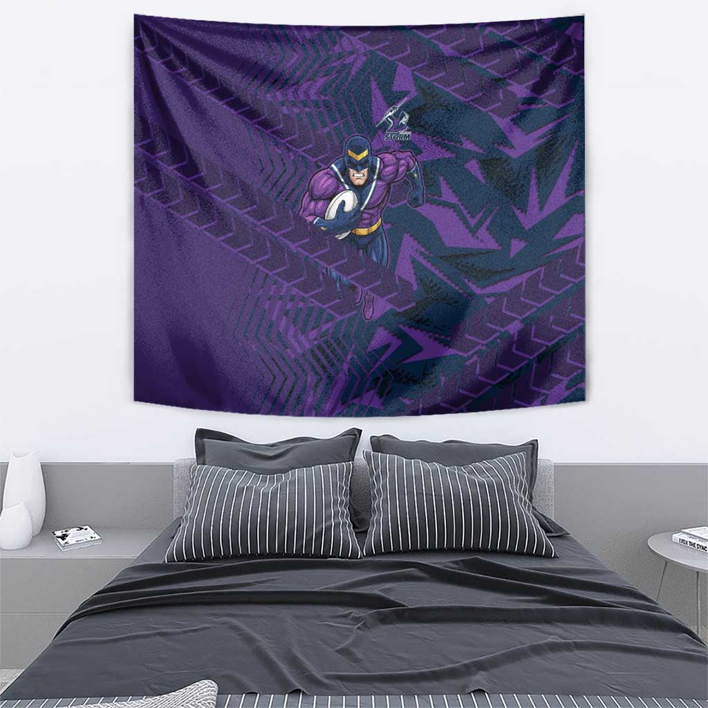 Melbourne Storm Rugby Tapestry Fierce Mascot Geometric Tribal Art
