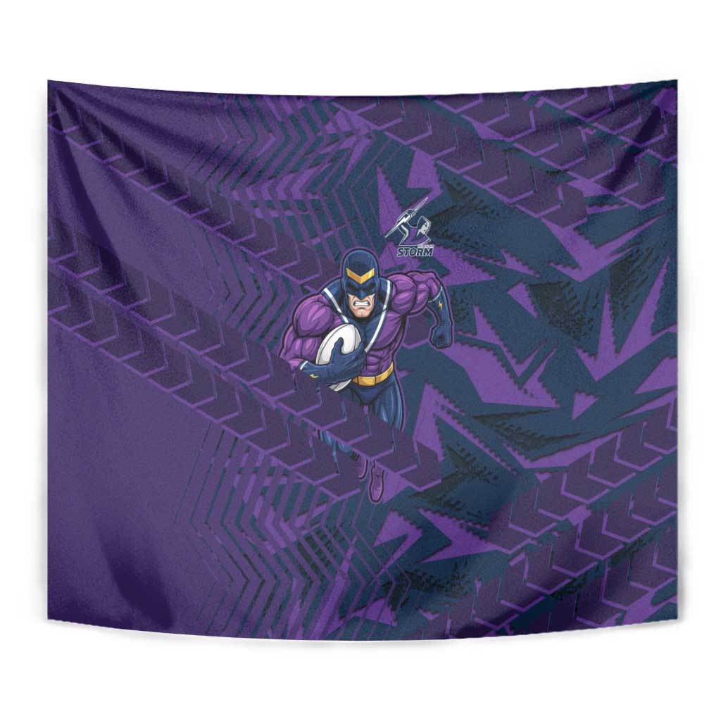 Melbourne Storm Rugby Tapestry Fierce Mascot Geometric Tribal Art