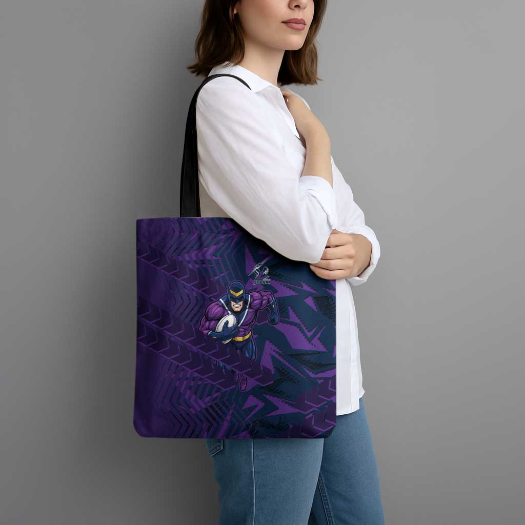 Melbourne Storm Rugby Tote Bag Fierce Mascot Geometric Tribal Art