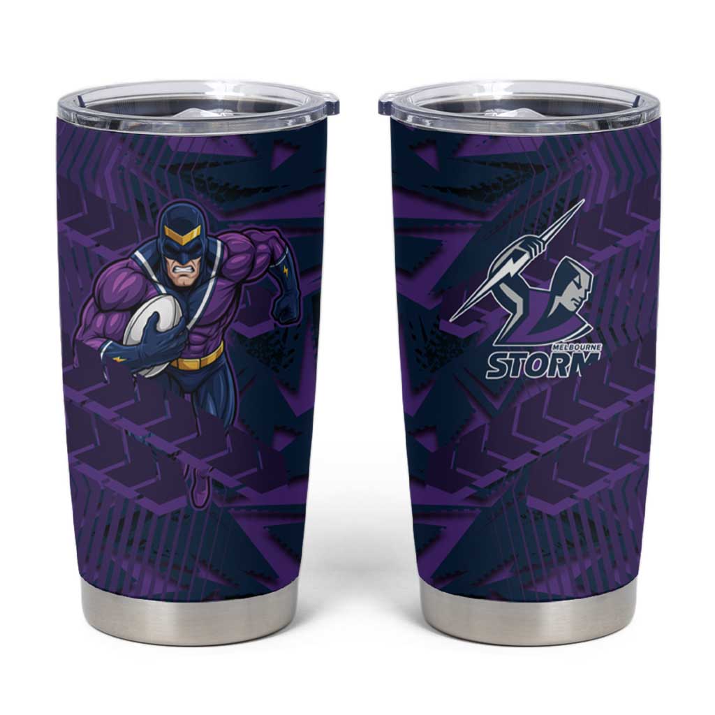 Melbourne Storm Rugby Tumbler Cup Fierce Mascot Geometric Tribal Art