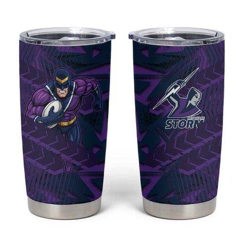 Melbourne Storm Rugby Tumbler Cup Fierce Mascot Geometric Tribal Art