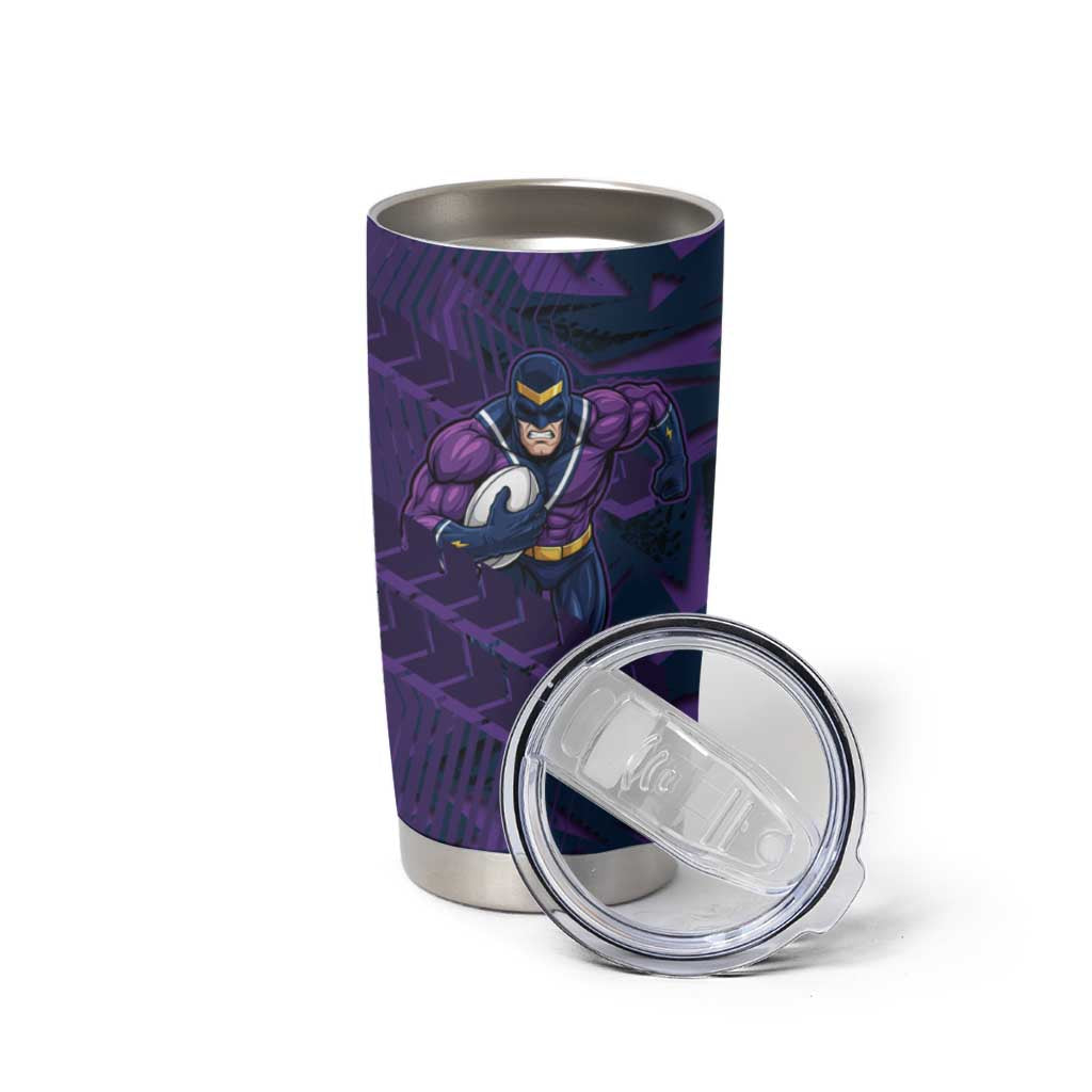 Melbourne Storm Rugby Tumbler Cup Fierce Mascot Geometric Tribal Art