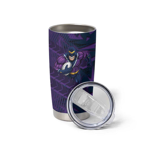 Melbourne Storm Rugby Tumbler Cup Fierce Mascot Geometric Tribal Art