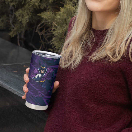 Melbourne Storm Rugby Tumbler Cup Fierce Mascot Geometric Tribal Art
