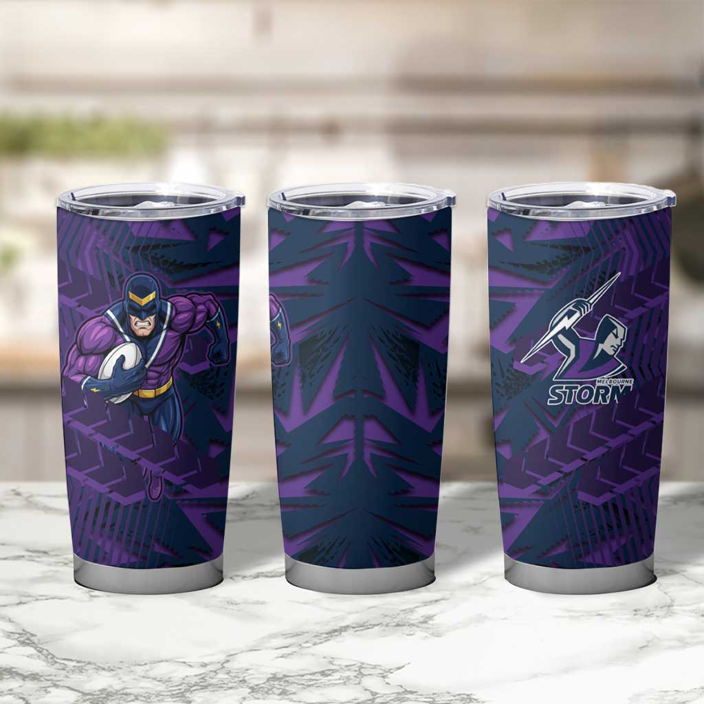 Melbourne Storm Rugby Tumbler Cup Fierce Mascot Geometric Tribal Art
