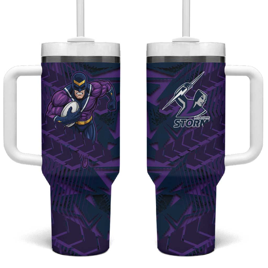 Melbourne Storm Rugby Tumbler With Handle Fierce Mascot Geometric Tribal Art