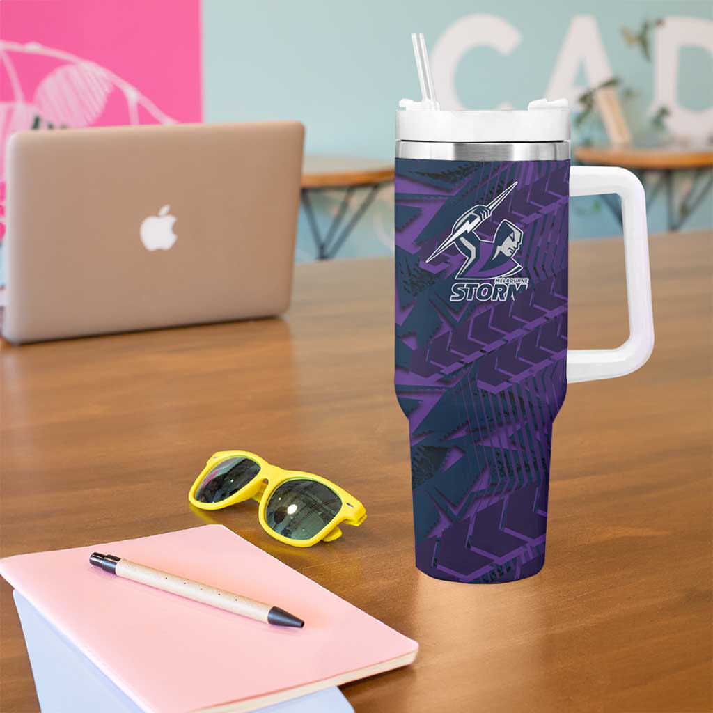 Melbourne Storm Rugby Tumbler With Handle Fierce Mascot Geometric Tribal Art