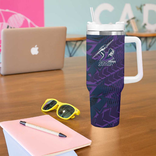 Melbourne Storm Rugby Tumbler With Handle Fierce Mascot Geometric Tribal Art