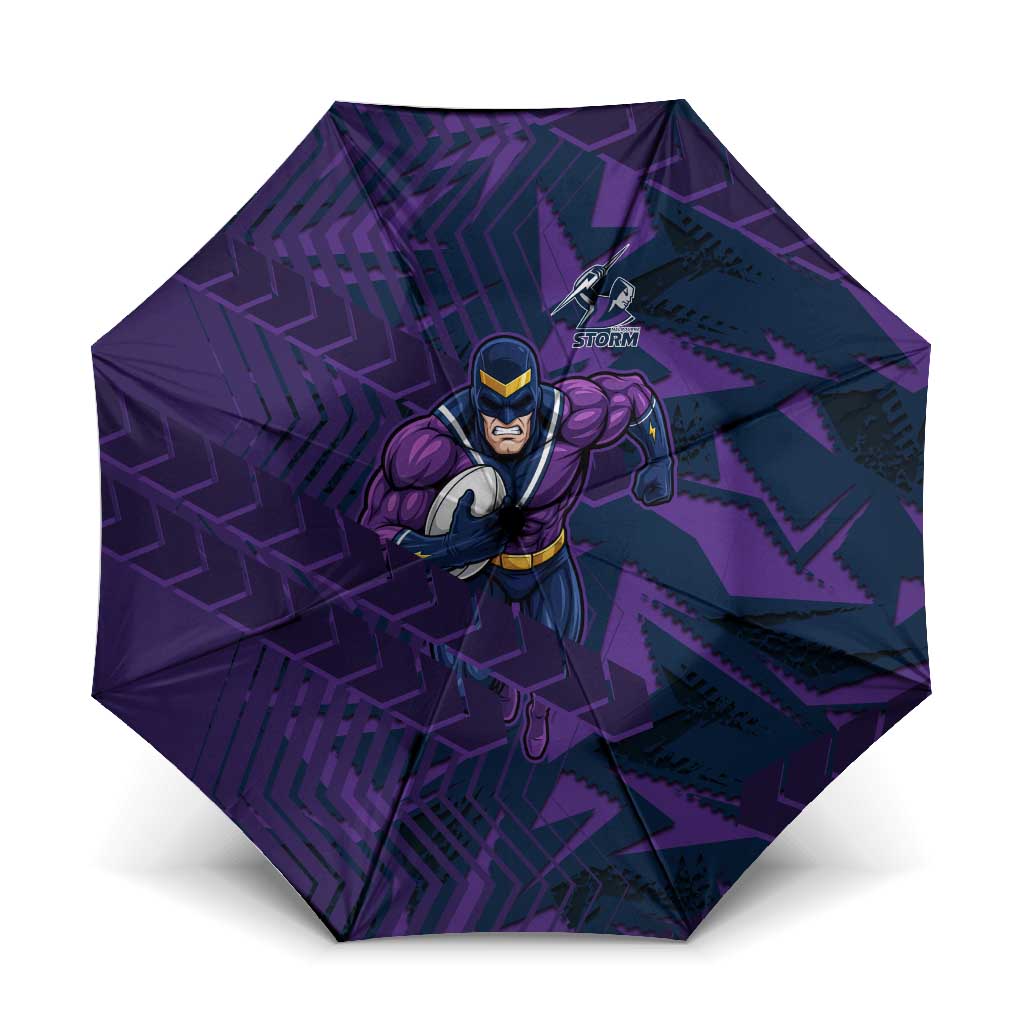 Melbourne Storm Rugby Umbrella Fierce Mascot Geometric Tribal Art