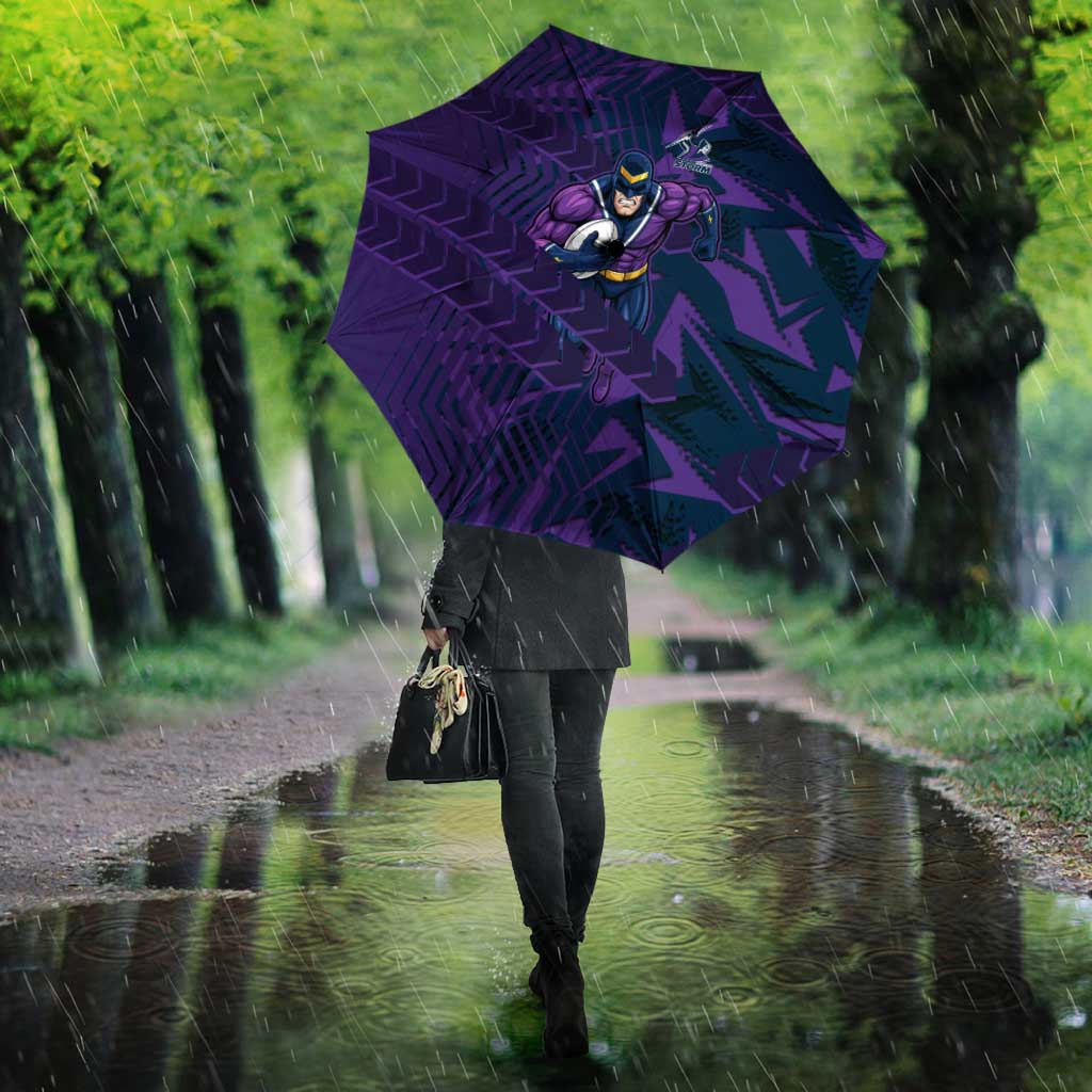Melbourne Storm Rugby Umbrella Fierce Mascot Geometric Tribal Art