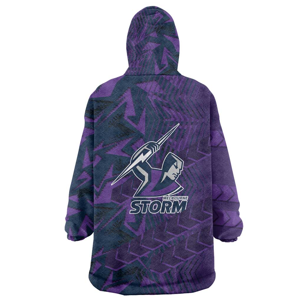Melbourne Storm Rugby Wearable Blanket Hoodie Fierce Mascot Geometric Tribal Art