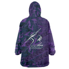 Melbourne Storm Rugby Wearable Blanket Hoodie Fierce Mascot Geometric Tribal Art