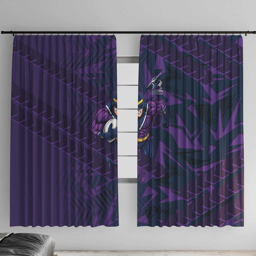 Melbourne Storm Rugby Window Curtain Fierce Mascot Geometric Tribal Art