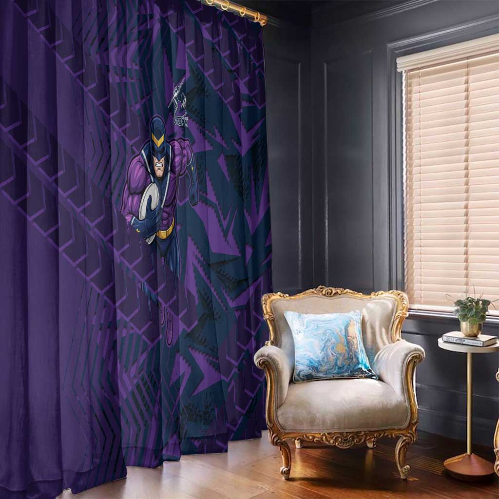 Melbourne Storm Rugby Window Curtain Fierce Mascot Geometric Tribal Art