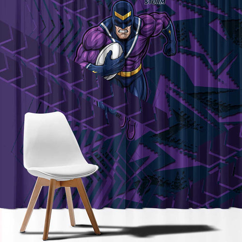 Melbourne Storm Rugby Window Curtain Fierce Mascot Geometric Tribal Art