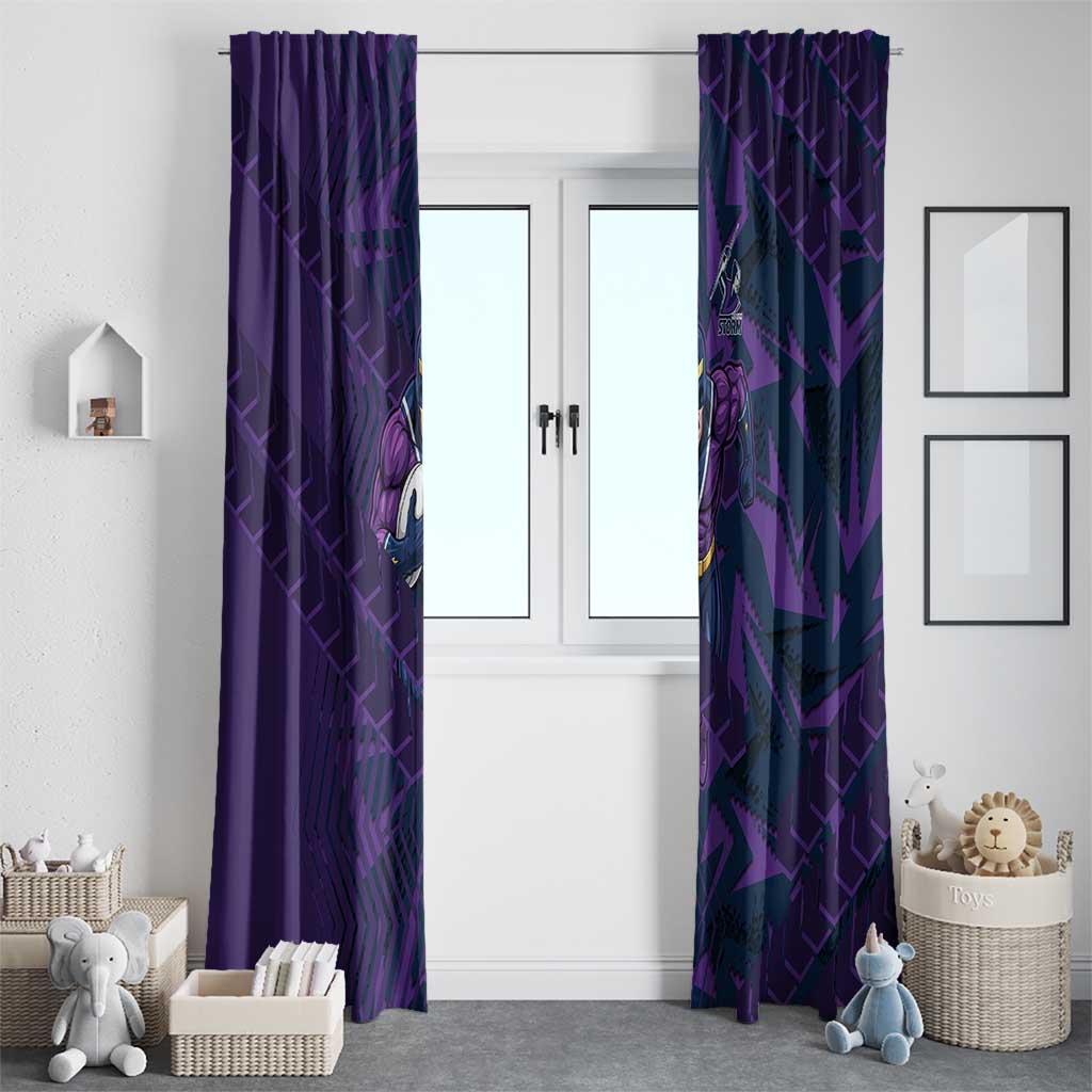 Melbourne Storm Rugby Window Curtain Fierce Mascot Geometric Tribal Art