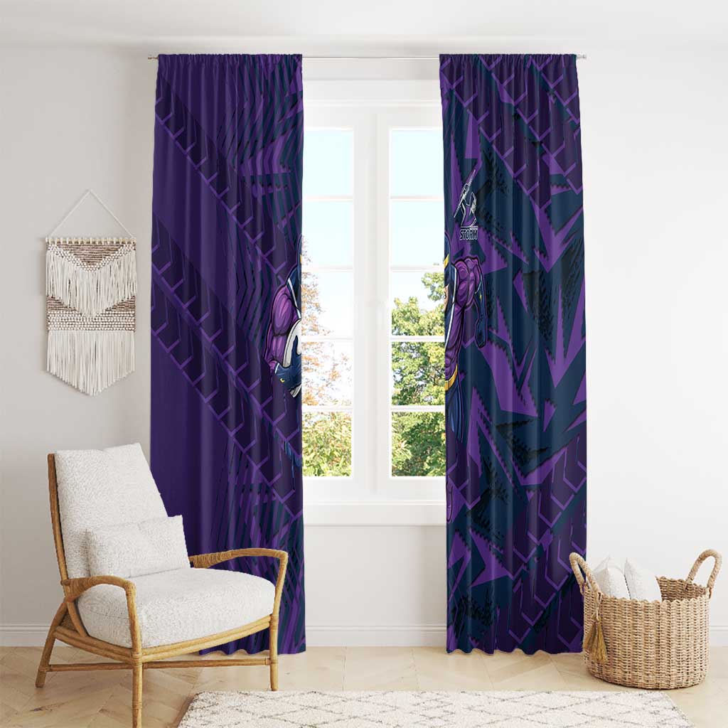 Melbourne Storm Rugby Window Curtain Fierce Mascot Geometric Tribal Art