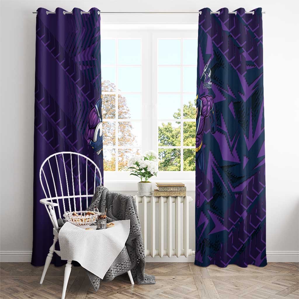 Melbourne Storm Rugby Window Curtain Fierce Mascot Geometric Tribal Art