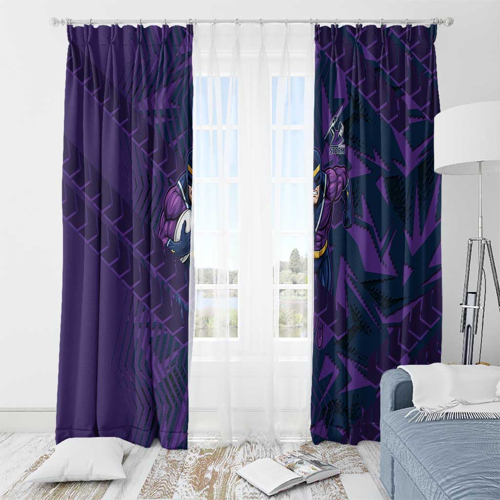 Melbourne Storm Rugby Window Curtain Fierce Mascot Geometric Tribal Art