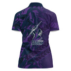 Melbourne Storm Rugby Women Polo Shirt Fierce Mascot Geometric Tribal Art