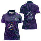 Melbourne Storm Rugby Women Polo Shirt Fierce Mascot Geometric Tribal Art