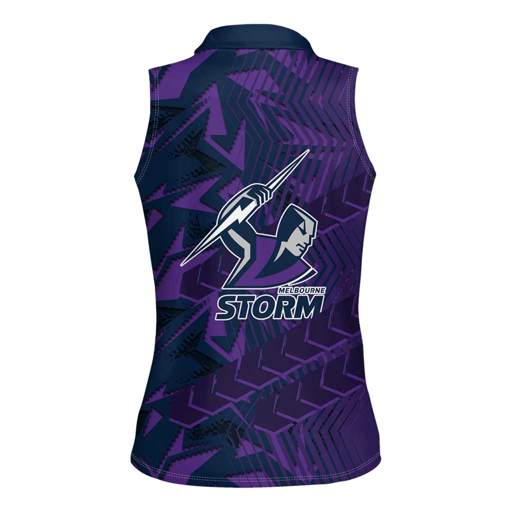 Melbourne Storm Rugby Women Sleeveless Polo Shirt Fierce Mascot Geometric Tribal Art