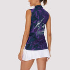 Melbourne Storm Rugby Women Sleeveless Polo Shirt Fierce Mascot Geometric Tribal Art
