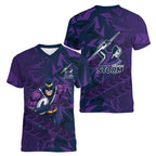 Melbourne Storm Rugby Women V-Neck T-Shirt Fierce Mascot Geometric Tribal Art