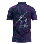 Melbourne Storm Rugby Zipper Polo Shirt Fierce Mascot Geometric Tribal Art