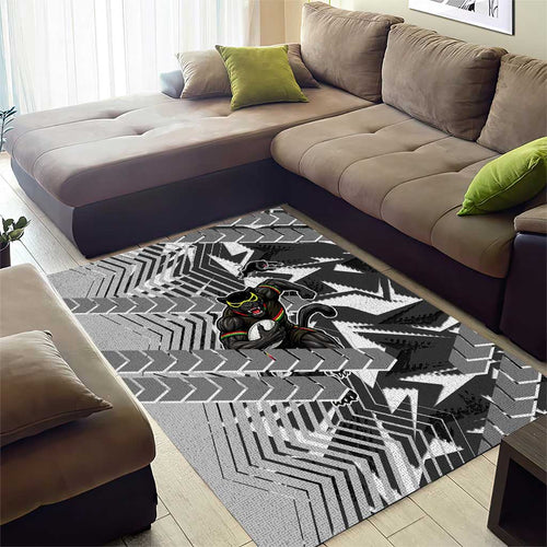 Penrith Panthers Rugby Area Rug Fierce Mascot Geometric Tribal Art