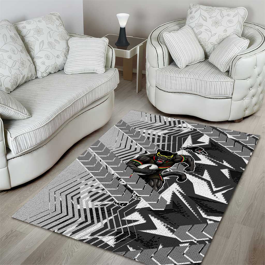 Penrith Panthers Rugby Area Rug Fierce Mascot Geometric Tribal Art