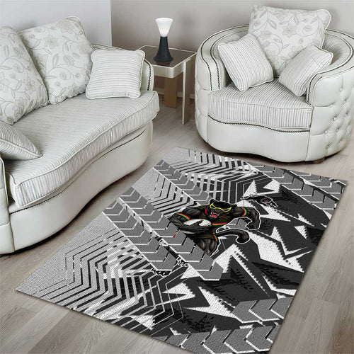 Penrith Panthers Rugby Area Rug Fierce Mascot Geometric Tribal Art