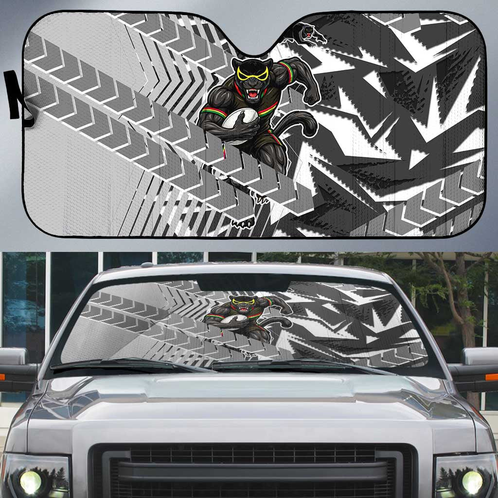 Penrith Panthers Rugby Auto Sun Shade Fierce Mascot Geometric Tribal Art