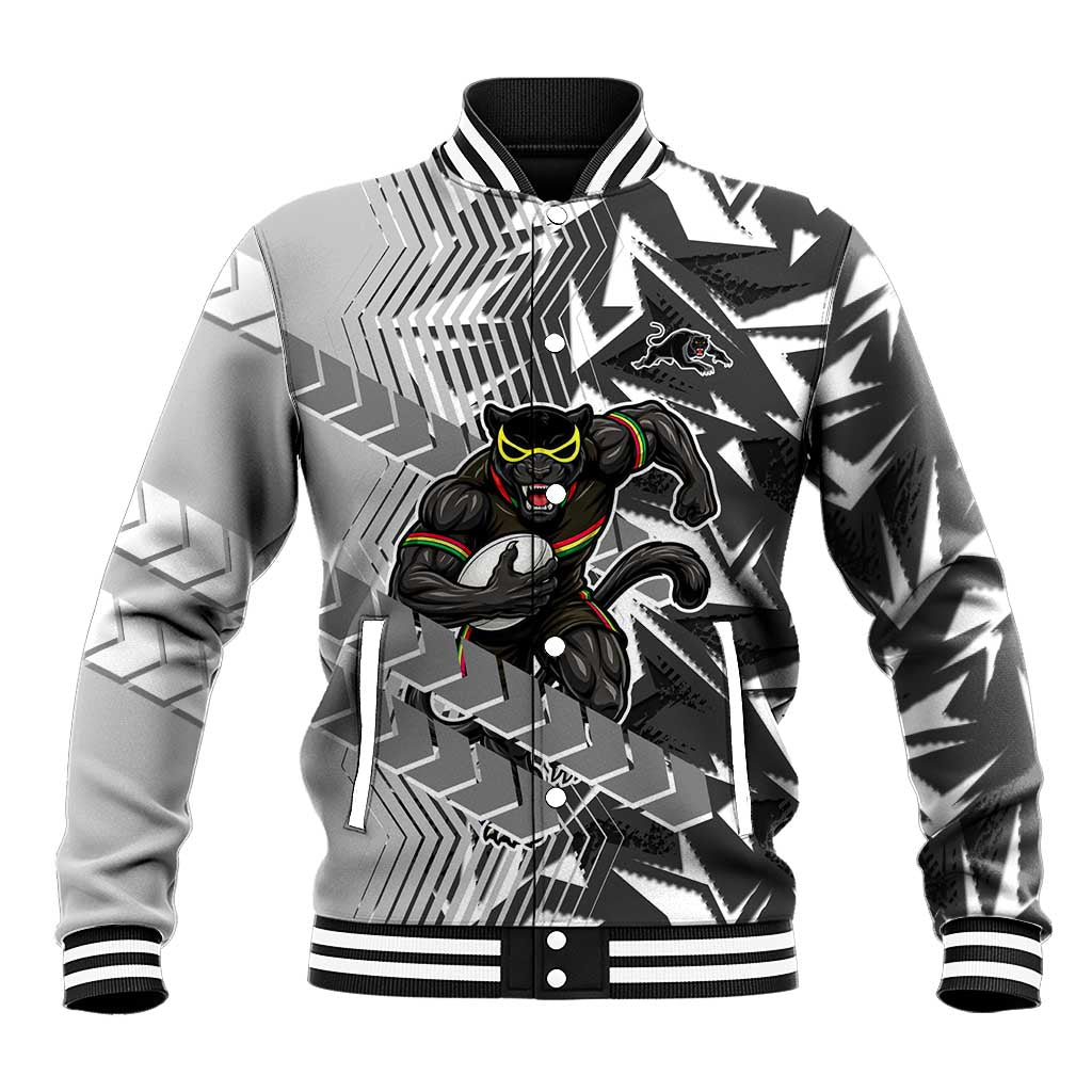 Penrith Panthers Rugby Baseball Jacket Fierce Mascot Geometric Tribal Art