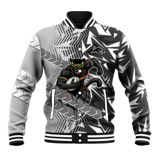 Penrith Panthers Rugby Baseball Jacket Fierce Mascot Geometric Tribal Art