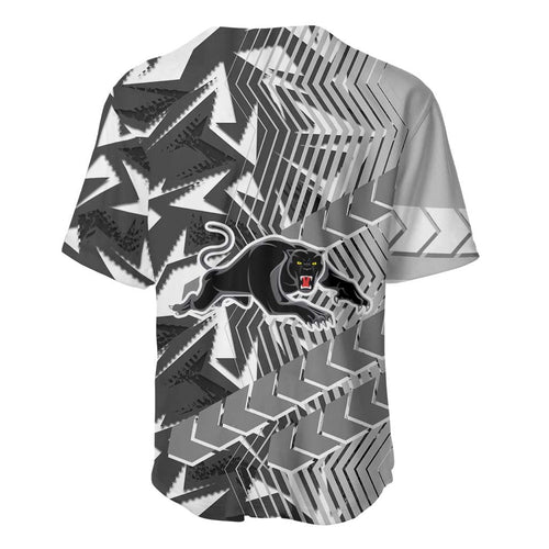 Penrith Panthers Rugby Baseball Jersey Fierce Mascot Geometric Tribal Art